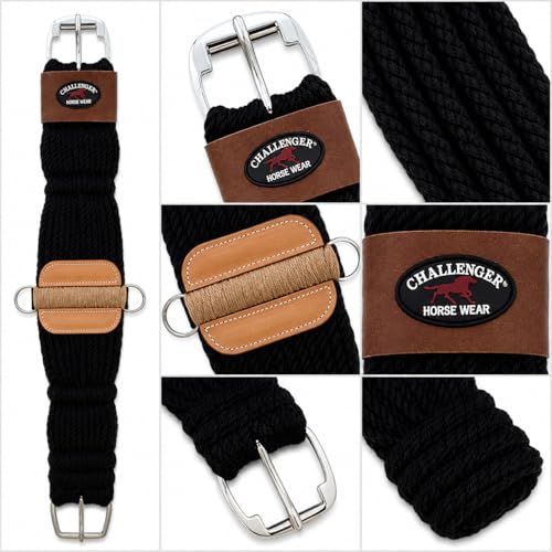 CHALLENGER Western 27-Strand Double Weave Black Mohair Roper Cinch 97RT08 - color: Black Tan, size: 36"