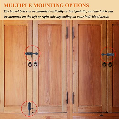 12in Slide Bolt Gate Latch 304 Stainless Steel Barrel Bolt Latch Heavy Duty Door Security Lock Thickened Door Latches Hardware with Mounting Screws for Barn Fence Shed Basement - color: 12in Black