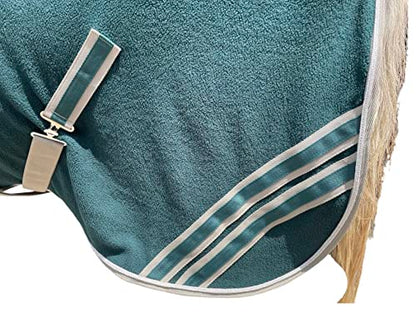 Majestic Ally Anti Pill Fleece Horse Blanket /Sheet with Silver Braided Rope (Hunter Green, 76) - color: Hunter Green, size: 76