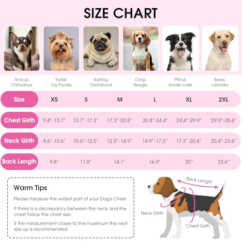 Queenmore Cold Weather Dog Coats Loft Reversible Winter Fleece Dog Vest Waterproof Pet Jacket Available in Extra Small, Small, Medium, Large Extra Large Sizes - color: Pink, size: XX-Large