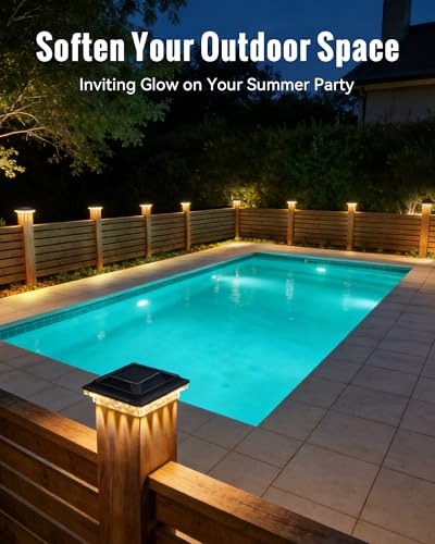 Solar Post Cap Lights for 4x4 Vinyl/ 3.5x3.5 Wood Posts, 12 Pack - size: 12 Pack