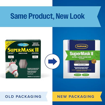 Farnam SuperMask II Horse Fly Mask Without Ears, Protects Eyes, XL Size - size: Extra Large Horse