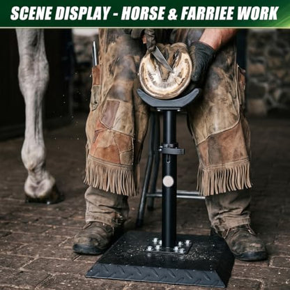 Zonon Farrier Horse Hoof Stand, Tool-Height Adjustable Metal Horse Hoof Trimming Tools, Extra-Large Base Enhances Stability, Blacksmith Farrier Stand(Black,Metal Square Base) - style: Metal Square Base