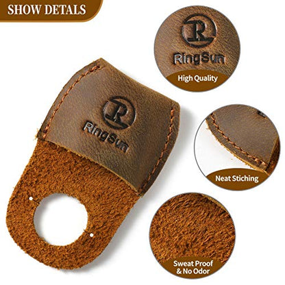 Ringsun Thumb Guard Wood Carving Tools, Leather Finger Protector, Handmade Carpenter Working Carving Kit Accessories Brown RS40 - color: Brown