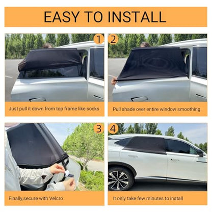 2 Pack Universal Car Rear Window Screen 25" x43'' for SUV, Pickup, Truck | Elastic Breathable UV Protection Car Window Cover for Camping Overnight Sleeping Baby Feeding Privacy Net for Ventilation - size: 25" x 43"