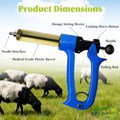 2Pcs 50mL Livestock Syringe, Include 6 Piston Rod Knobs & 2 Spare Barrel - size: 2 PCS