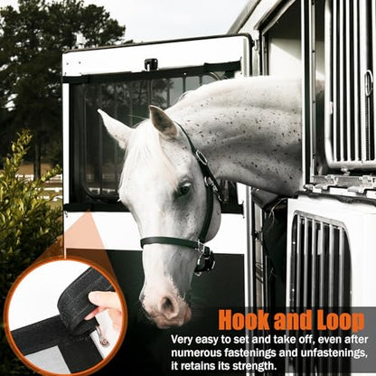Horse Trailer Window Screen with Hook and Loop, Horse Trailer Accessories to Protect the Horse's Eyes and Ears from Bugs and Debris and Enhances Air Circulation - style: 1 Pack