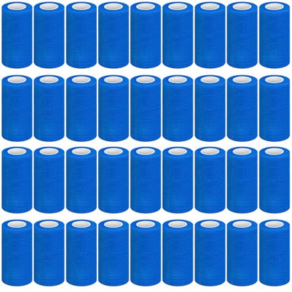 Treela 36 Pcs Self Adherent Bandage 4" X 5 Yard Wrap Breathable - color: Blue, size: 4" X 5 Yard