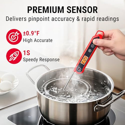 TempPro TempSwift 1 Sec Meat Thermometer Digital for Kitchen Cooking Food - color: Red