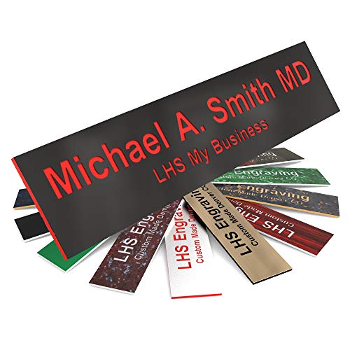 Custom Engraved Office Door Name Plate & Desk Signs, Black, 2x4 - color: B19 - Black & Red Lettering, size: 2in x 4in (5.1cm x 10.1cm)