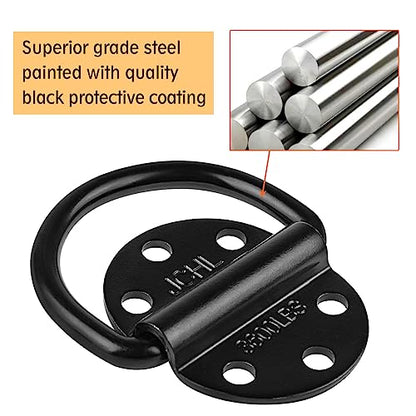 D-Rings Tie Downs Anchors Heavy Duty Steel 3600 Pound Capacity Lashing Rings for Loads on Trailers Trucks RV Campers Vans ATV SUV Boats Tie Down Ring with Screws&Bolts (10-Packs) - color: 10-Pack