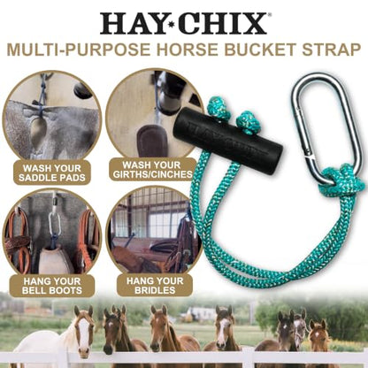 hay chix Horse Bucket Strap for Stalls - Bucket Hanger - 14 Inch, Turquoise - color: R. Turquoise