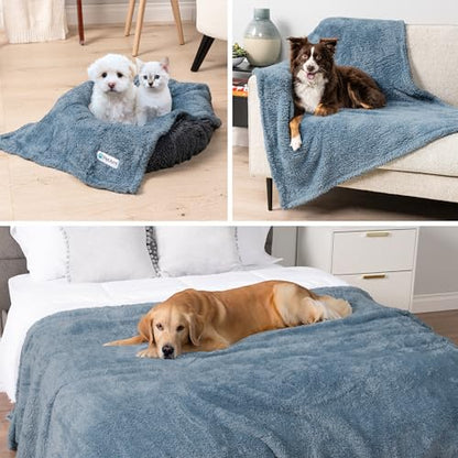 PetAmi Fluffy Sherpa Waterproof Dog Blanket for Small Pet Cat, 24x32 Blue - color: Dusty Blue, size: Small (24x32)