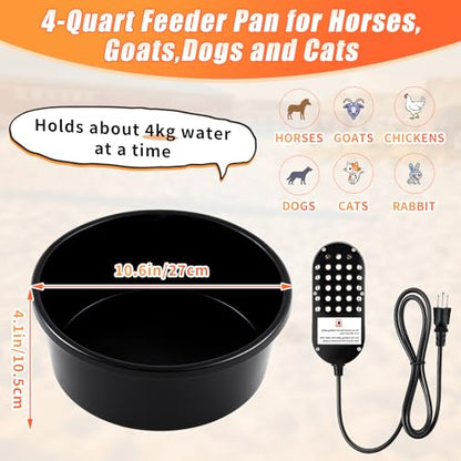 Sadnyy 250w Heated Water Bowl, 1 Gallon Thermostatic Animal Waterer