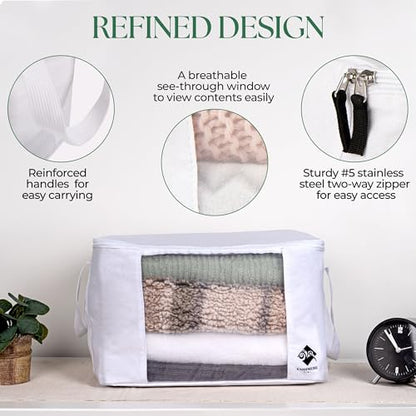 Cashmere Sweater Storage Bags | with Moth Protection Cedar | Breathable & Washable Cotton Bag | Suitable For Sweaters, Merino Wool, Scarves and more - size: Single