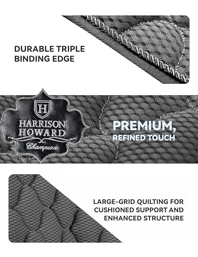 Harrison Howard 3D Air Mesh Saddle Pad for Horses – Breathable Shock-Absorbing All-Purpose English Saddle Pad - color: Grey