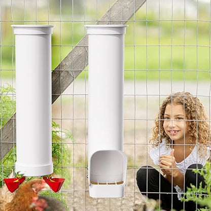 Automatic Chicken Feeder, 7lb Large PVC No Waste Chicken Feeder