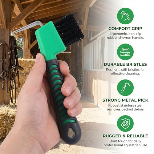 Alipis Horse Hoof Pick with Brush Hoof Cleaning Tools for Horse Grooming Comfortable Grip Handheld Design Dirt Removal Tool for Daily Grooming 6.69 X 3.34 X 0.78 in