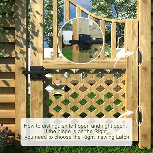 Sdstone Double Side Gate Latch，Heavy Duty Swinging Door Latch Gate Hardware for Wooden Fence,Gate Hardware for Right Inswing Outdoor Wooden Gates, Pool Gate, Backyard, Garden - style: GL-1 right inswing gate