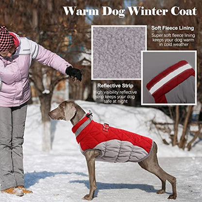 Lelepet Dog Coat Warm Dog Winter Coat Waterproof Dogs Jacket with Harness - color: Red, size: X-Small