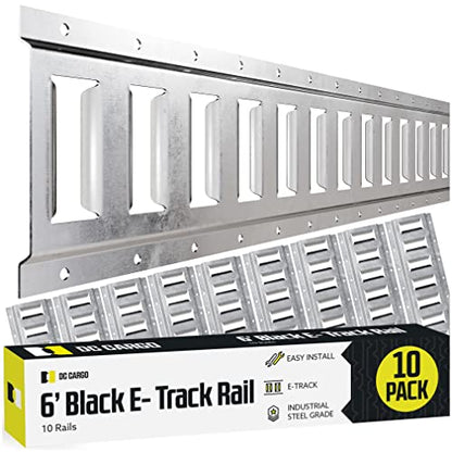 DC Cargo Mall E Track Tie Down Rail Kit 6' (10 Pack) for Garages, Vans, Trailers, Motorcycle Tie Downs, ATV Mountings - Galvanized Steel - Secure Cargo & Heavy Loads Up to 2,000 lbs - size: 10-pack