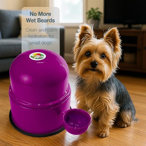 Pet Water Dispenser for Dogs and Cats, 47.3 oz – Gravity-Fed Aluminum Water Bowl, Prevents Wet Fur, Provides Continuous Fresh Water, Electrostatic Coated Finish, Vida Mansa (Violet) - color: Violet