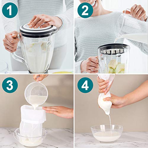 Boao 6 Pack Nut Milk Bags - Reusable Food Strainer Bags with Fine Mesh Nylon Drawstring, 3 Sizes