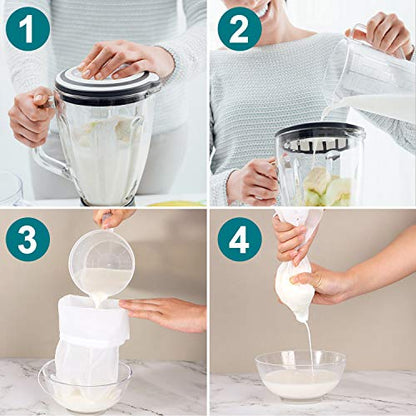 Boao 6 Pack Nut Milk Bags - Reusable Food Strainer Bags with Fine Mesh Nylon Drawstring, 3 Sizes