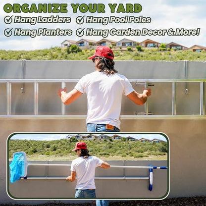 Over The Wall Heavy Duty Concrete Cinder Cement Block Wall Outdoor No Drill Fence Hooks Hangers - Extra Long Large Rafter Ladder Pool Equipment Pole Hangers for Planters Hoses Horse Tack Organization - size: 4" Wide Wall Hooks