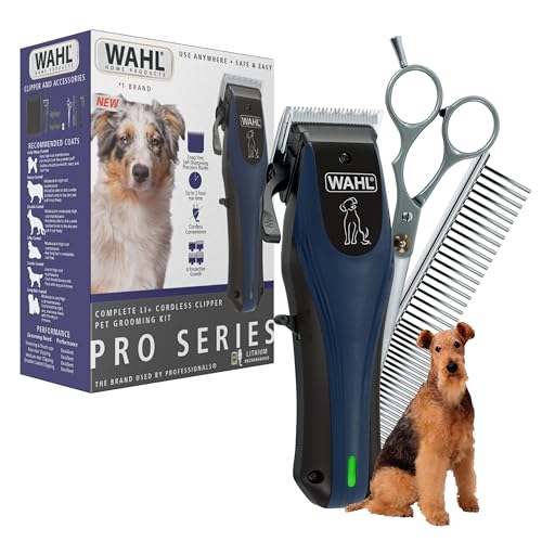 Wahl Power Pro Lithium Ion Rechargeable Cordless Dog Grooming Clipper Kit | Heavy Duty Cordless Electric Dog Clippers For Grooming Thick Coats At Home – Model 3024675