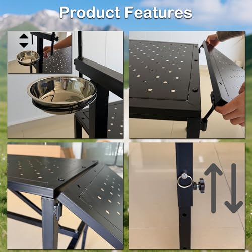600 Lbs Adjustable Goat Milking & Trimming Stand with Feed Bin Ramp, Heavy Duty Steel Construction Ideal for Sheep & Goat Grooming, Hoof Trimming, and Milking, Livestock Care Equipment (Black)