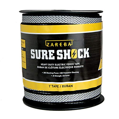 Zareba Heavy-Duty Sure Shock Polytape - 500 Foot x 1 inch - HDT500W1-Z - Heavy-Duty Polyatpe for Electric Fence - size: (Pack of 1)