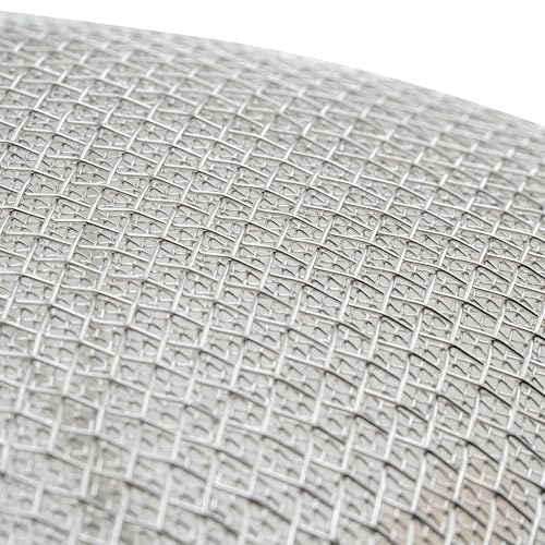 Winco 14" Tan Double Mesh Tin-Plated Steel Strainer, Nickel Plated
