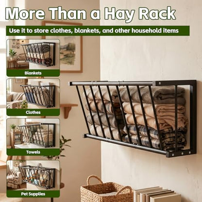 Wall Mount Hay Rack, 26" Metal Hay Feeder, 16-Gallon Capacity - size: 26 Inch(16 Gal)
