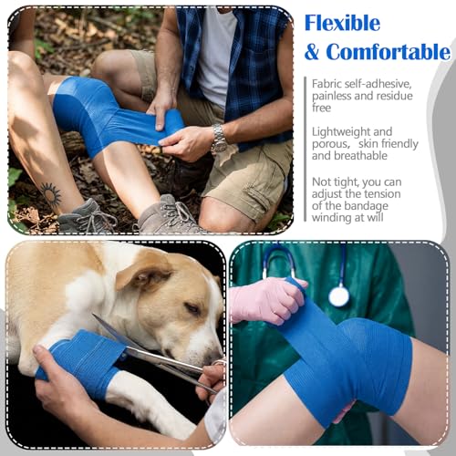 Treela 36 Pcs Self Adherent Bandage 4" X 5 Yard Wrap Breathable - color: Blue, size: 4" X 5 Yard