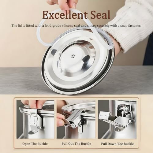304 Stainless Steel Drink Dispenser, 2.6 Gal Portable Sealed Storage Container with Locking Clamp for Food, Milk, Oil, Grains, and Home Milk Can 10L Jug - size: 10L
