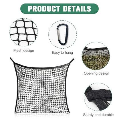 2 PCS Slow Feed Hay Nets for Horses - 31.5" x 35.4" Large Capacity Hay Bags, Durable Horse Feed Bag with Easy Hang Design for Full Day Feeding, Fits Horse Stall/Trailer (Black)