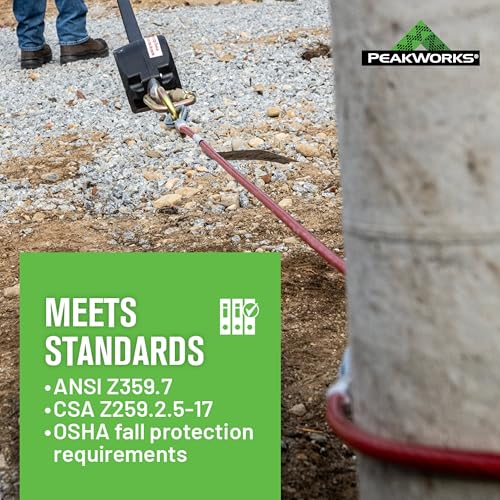 PeakWorks Fall Protection Anchor Sling Cable - Climbing, Roof, Construction, Abrasion Resistant Galvanized PVC Coated Metal Connector Strap, 2 0 Rings, 6ft Long x 1/4in Thick, OSHA Compliant V8208606 - size: 6 ft.