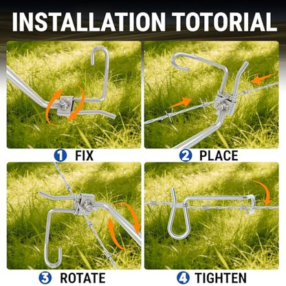 Fence Stretcher Tool Kit - 50-Pack 1/4" Wire Tightener Clips + Heavy-Duty Handle for Barbed Wire, Chain Link & Farm Fencing - Rust-Resistant Tensioner for Ranch, Garden, Pasture - style: 50-Pack