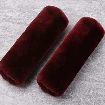 OGLAND 2 Pack Sheepskin Car Seat Belt Cover Pads | Wool Seatbelt Cushions - color: Grape Red, size: Shearling Wool