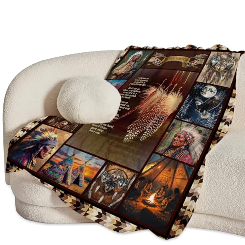 Native Indian Throw Blanket Native American Gifts for Boys Girls Women Men Plush Cozy Flannel Fleece Fuzzy Party Blankets 50"X40" - color: Native, size: 50"x40"