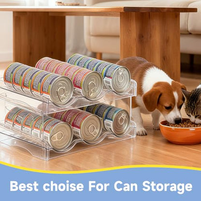 Cat Food Can Organizer 2-Tier Hold 36 Cans 3.5oz Transparent Cat Can Rack - size: 2 Layers