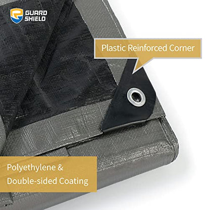 GUARD SHIELD Heavy Duty Tarp 10x20 Feet Silver/Black Multi Purpose Thick Waterproof Poly Tarp Cover 10mil - color: Silver/Black, size: 10x20