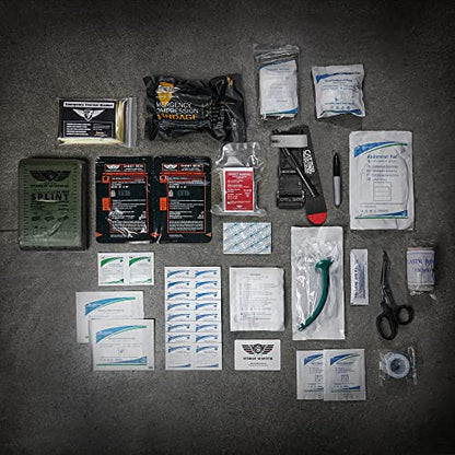 EVERLIT Advanced Trauma Kit, CAT GEN-7 Tourniquet, TCCC Compliant, Mil-Spec Nylon Laser Cut Pouch with 36" Splint, Military Combat Tactical IFAK for Emergency Bleeding Control - color: Black