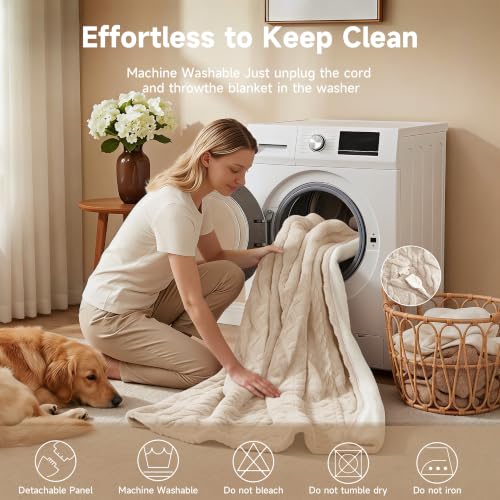 Heated Blanket 50''x60'', Soft Heated Throw Blanket,Beige - color: Beige, size: 5060