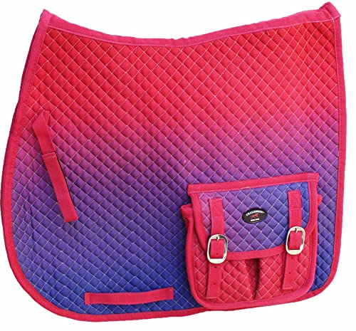CHALLENGER Horse Quilted English All-Purpose Aussie Trail Saddle Pad Ombre Pockets 72164