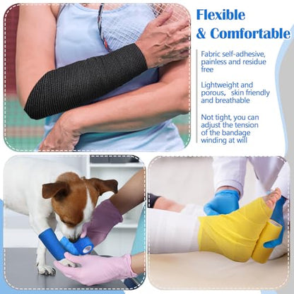 Treela 36 Pcs Self Adherent Bandage 4" X 5 Yard Wrap Breathable - color: Various Colors, size: 4" X 5 Yard