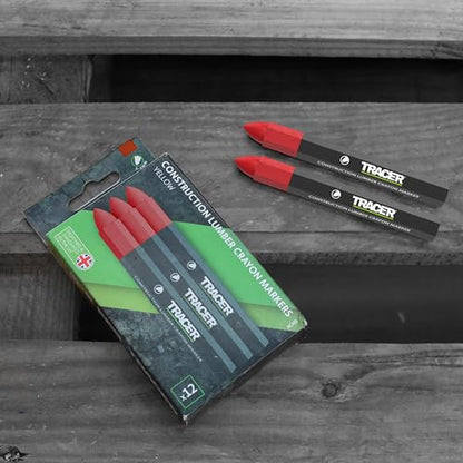 Tracer Red Lumber Crayon Markers - Construction Crayons, Pack of 12 - color: Red