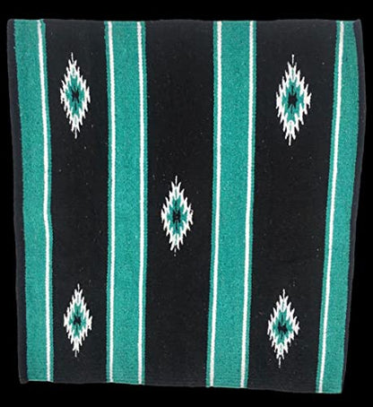Majestic Ally 36"x 34" Navajo Design Acrylic Saddle Blanket -2.4 lbs (Turquoise Green and Black) - color: Turquoise Green and Black