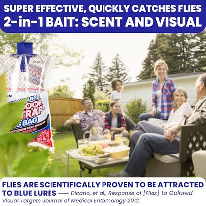 Fly Traps Outdoor Fly Trap for Patio. 2 Large Non-Toxic Pre-Baited Flies Bags Outdoor Disposable. Big Hanging Bug Catchers for All Filth Flies Killer for Outside Bug Control in Yard Horse Ranch. - style: 2pk